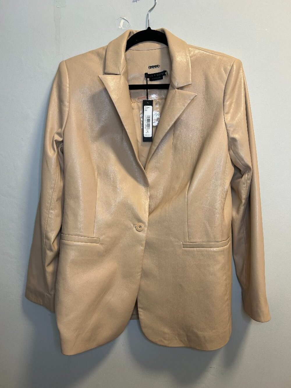 Never Worn Alice & Olivia Tan Faux Leather Blazer